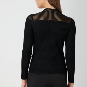 ON TRİKO Yakası Transparan Taşlı Triko Kazak 60340-26k - Siyah