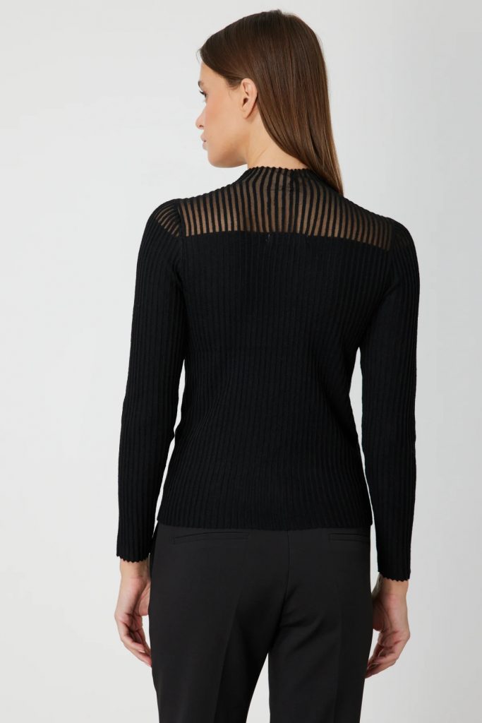 ON TRİKO Yakası Transparan Taşlı Triko Kazak 60340-26k - Siyah