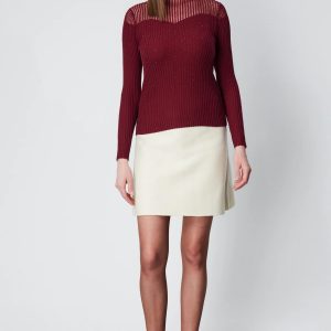 ON TRİKO Yakası Transparan Taşlı Triko Kazak 60340-26k - KIRMIZI