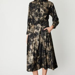 ON TRİKO Desenli Midi Boy Etek 66537-26k - Siyah