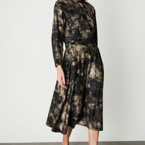 ON TRİKO Desenli Midi Boy Etek 66537-26k - Siyah