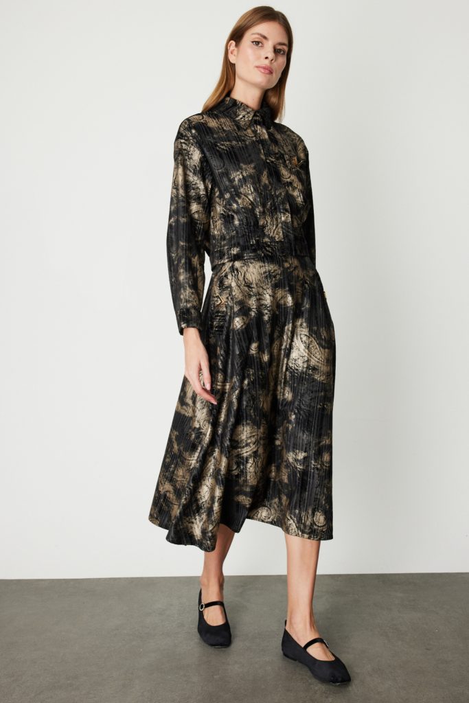 ON TRİKO Desenli Midi Boy Etek 66537-26k - Siyah