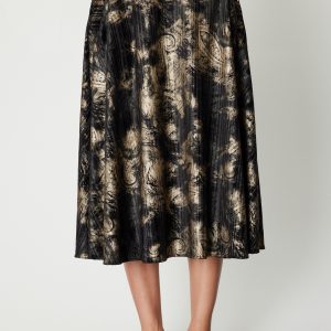 ON TRİKO Desenli Midi Boy Etek 66537-26k - Siyah