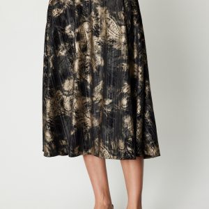 ON TRİKO Desenli Midi Boy Etek 66537-26k - Siyah