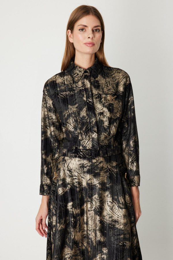 ON TRİKO Desenli Crop Ceket 66536-26K