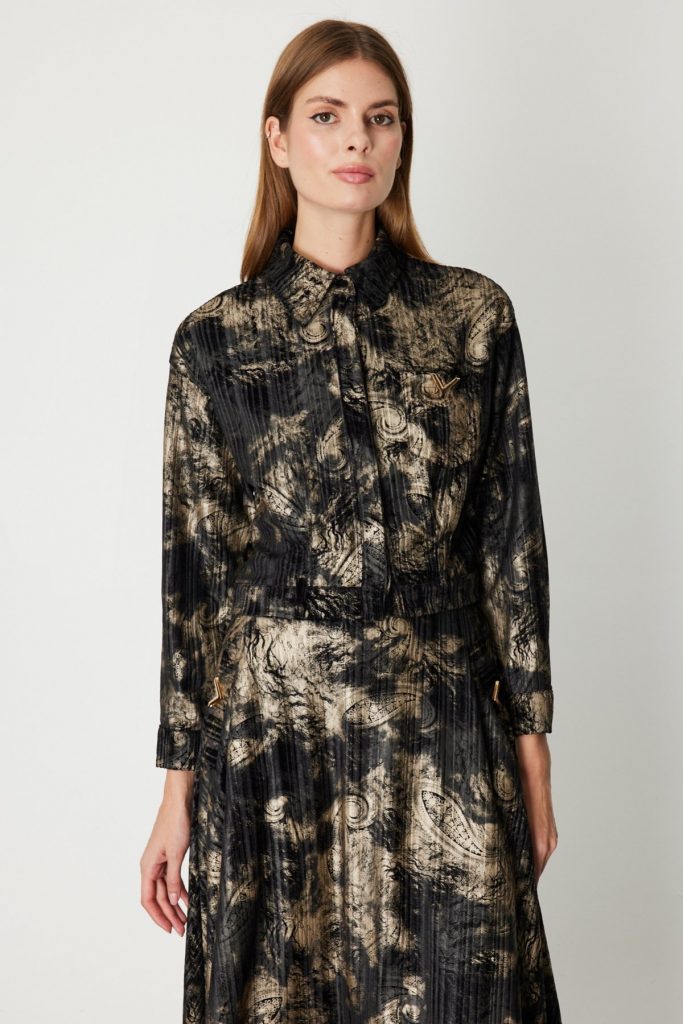 ON TRİKO Desenli Crop Ceket 66536-26K - Siyah