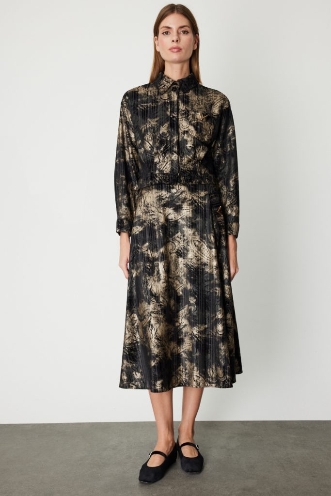 ON TRİKO Desenli Crop Ceket 66536-26K - Siyah