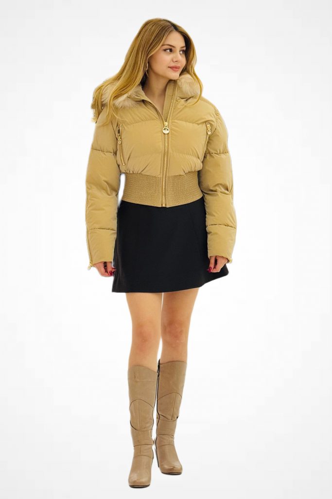 centilmen Kürk Detaylı Kısa Mont 5484-26k - taba