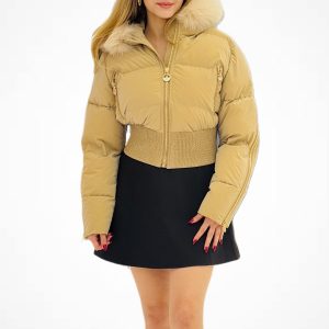 centilmen Kürk Detaylı Kısa Mont 5484-26k - taba