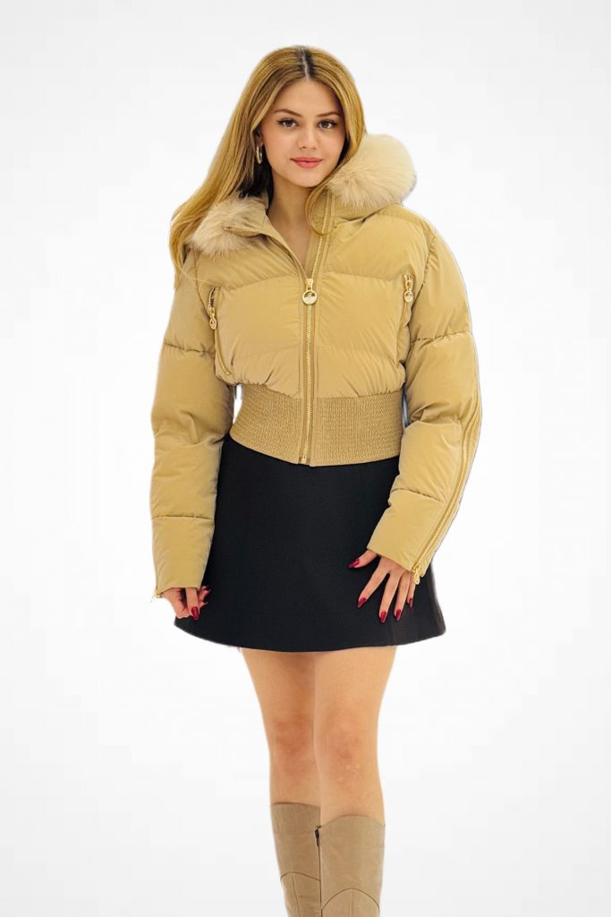 centilmen Kürk Detaylı Kısa Mont 5484-26k - taba