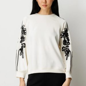 ON TRİKO Kolları İşlemeli Sweat 66323-26k - EKRU