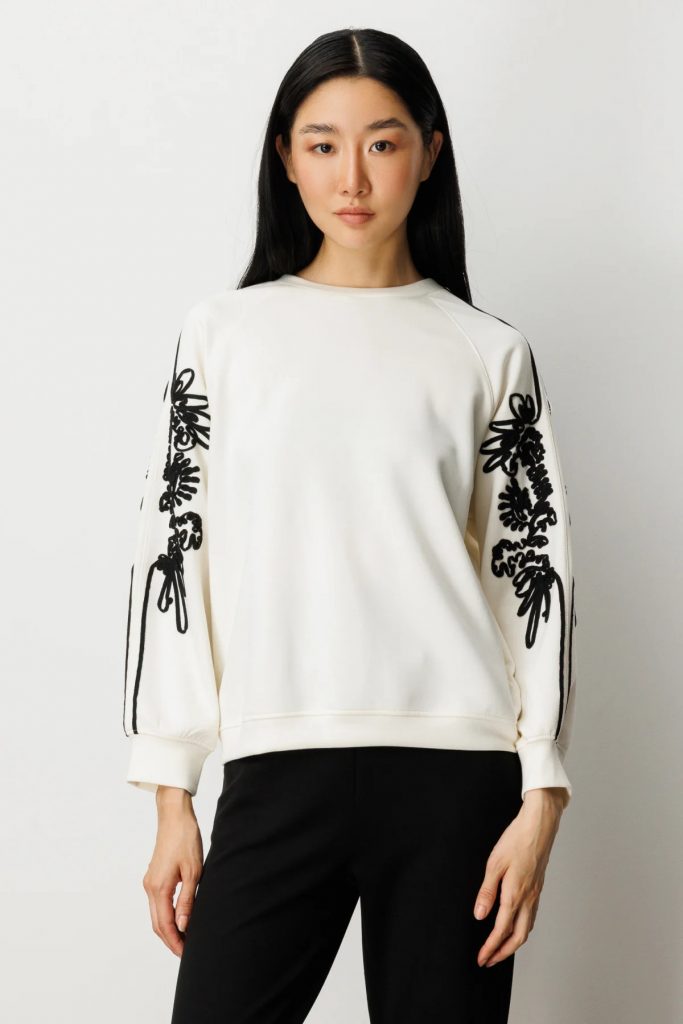 ON TRİKO Kolları İşlemeli Sweat 66323-26k - EKRU