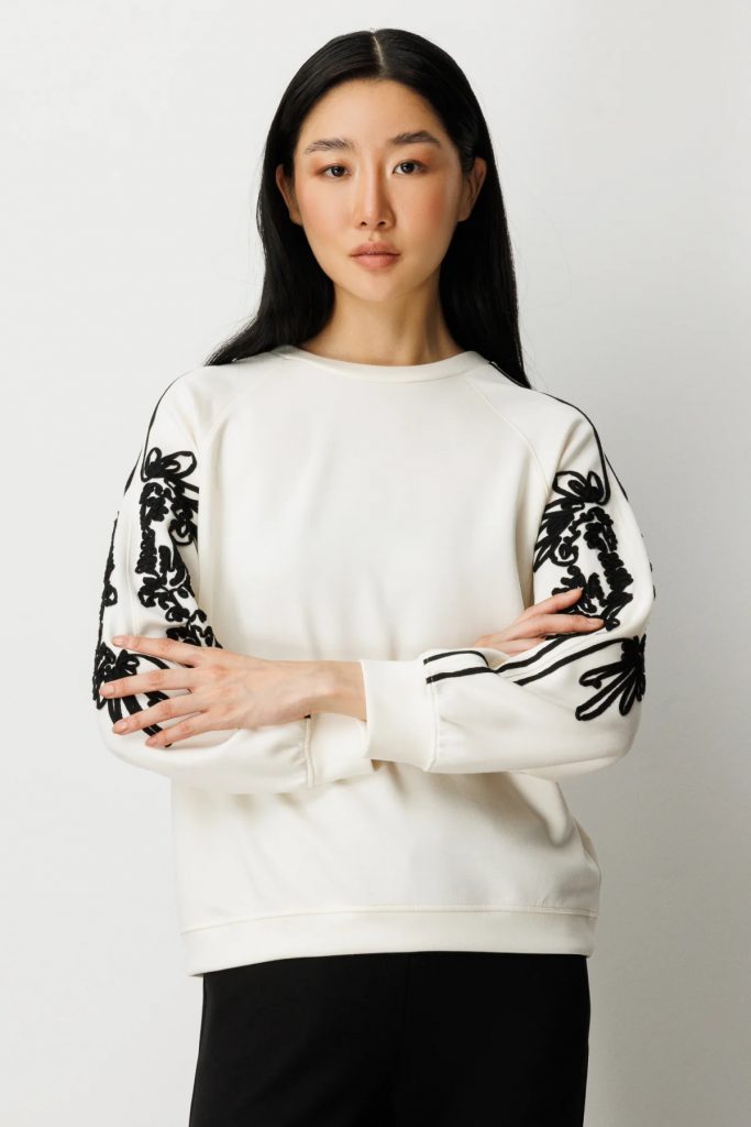 ON TRİKO Kolları İşlemeli Sweat 66323-26k - KREM