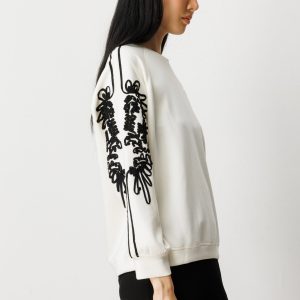 ON TRİKO Kolları İşlemeli Sweat 66323-26k - KREM