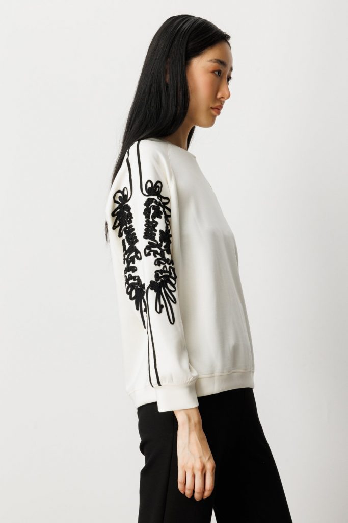 ON TRİKO Kolları İşlemeli Sweat 66323-26k - KREM