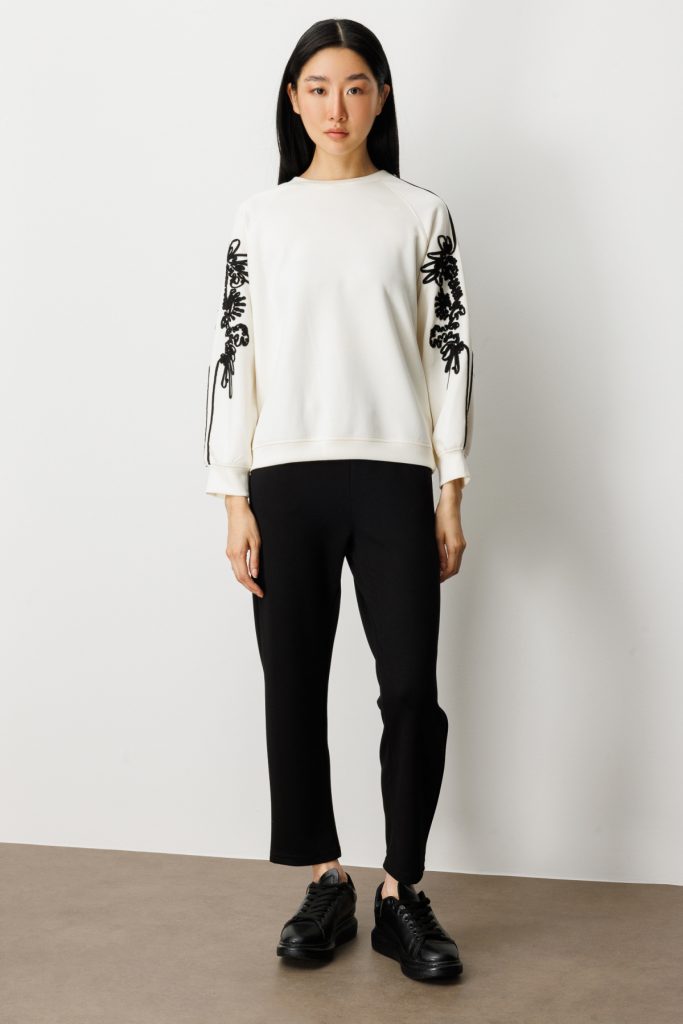 ON TRİKO Kolları İşlemeli Sweat 66323-26k - KREM