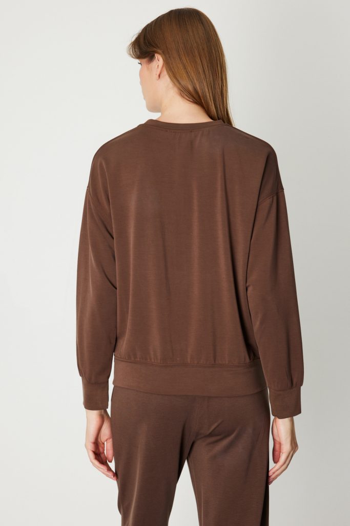 ON TRİKO Taşlı Yazılı Sıfır Yaka Eşofman Üstü 66348-26k - kahve