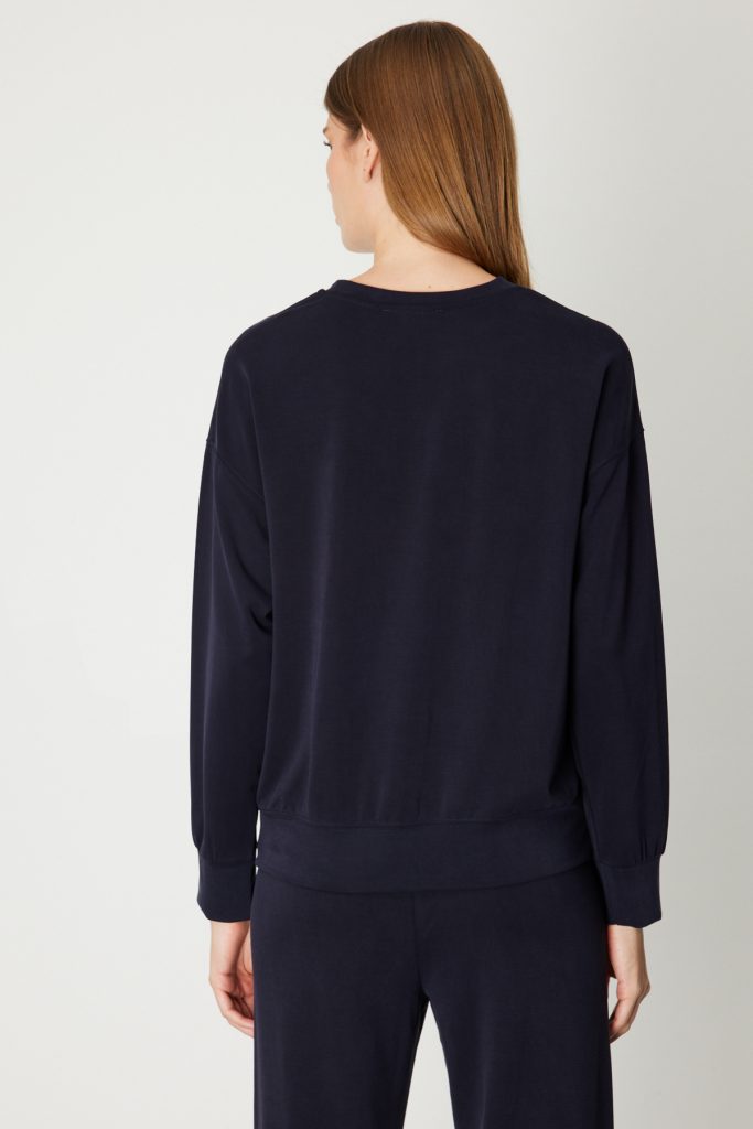 ON TRİKO Taşlı Yazılı Sıfır Yaka Eşofman Üstü 66348-26k - Lacivert