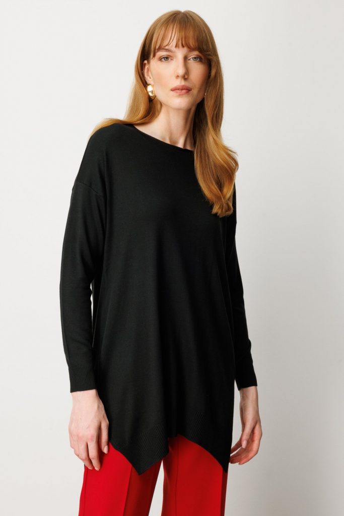 ON TRİKO Salaş Verev Tunik 65316-26k - Siyah