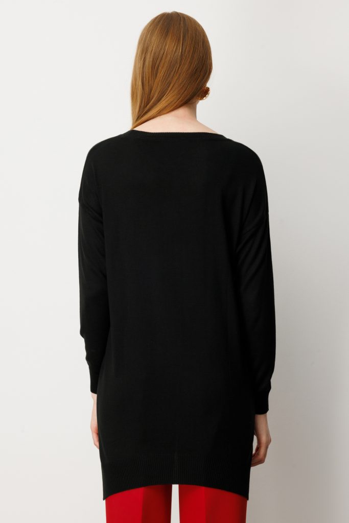 ON TRİKO Salaş Verev Tunik 65316-26k - Siyah