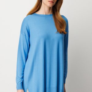 ON TRİKO Salaş Verev Tunik 65316-26k - MAVİ