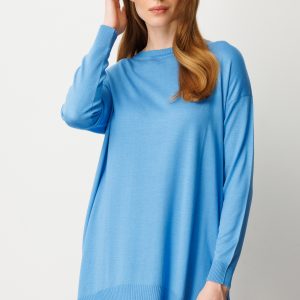 ON TRİKO Salaş Verev Tunik 65316-26k - MAVİ