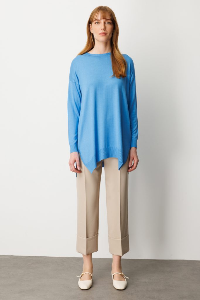 ON TRİKO Salaş Verev Tunik 65316-26k - MAVİ