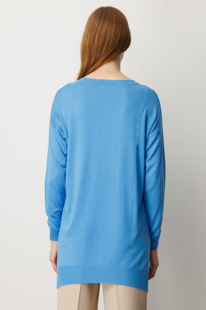 ON TRİKO Salaş Verev Tunik 65316-26k - MAVİ