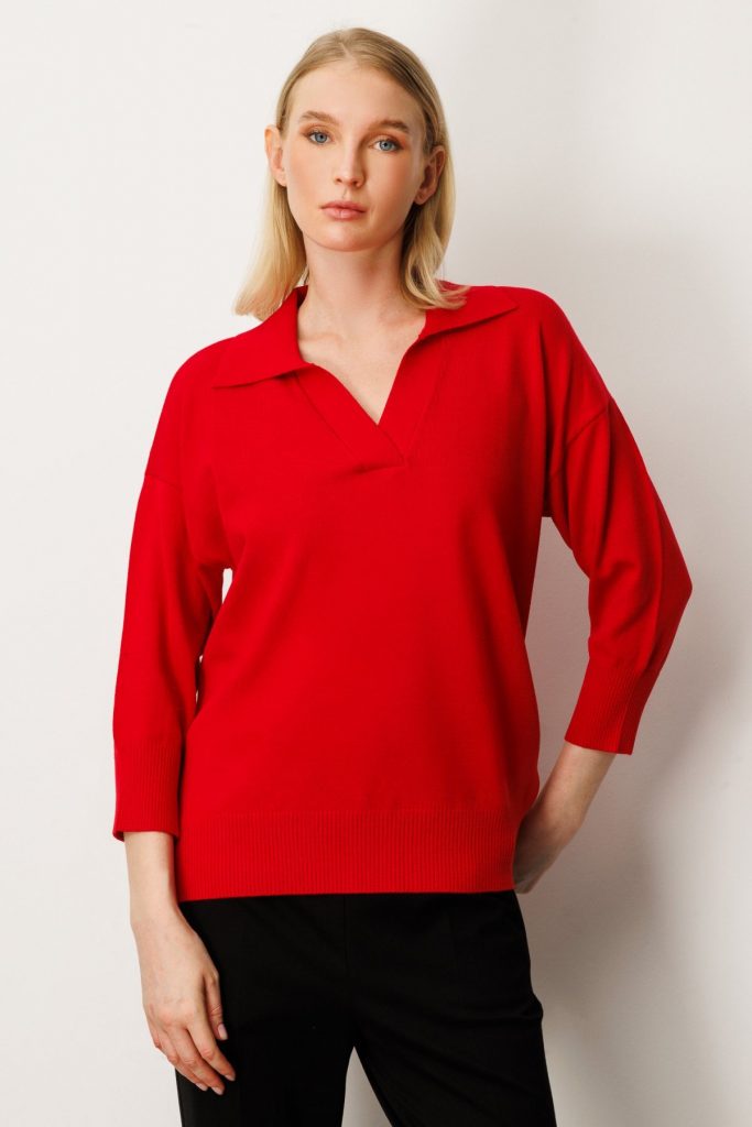 ON TRİKO Truvakar Kol Triko Kazak 65301-26k - KIRMIZI