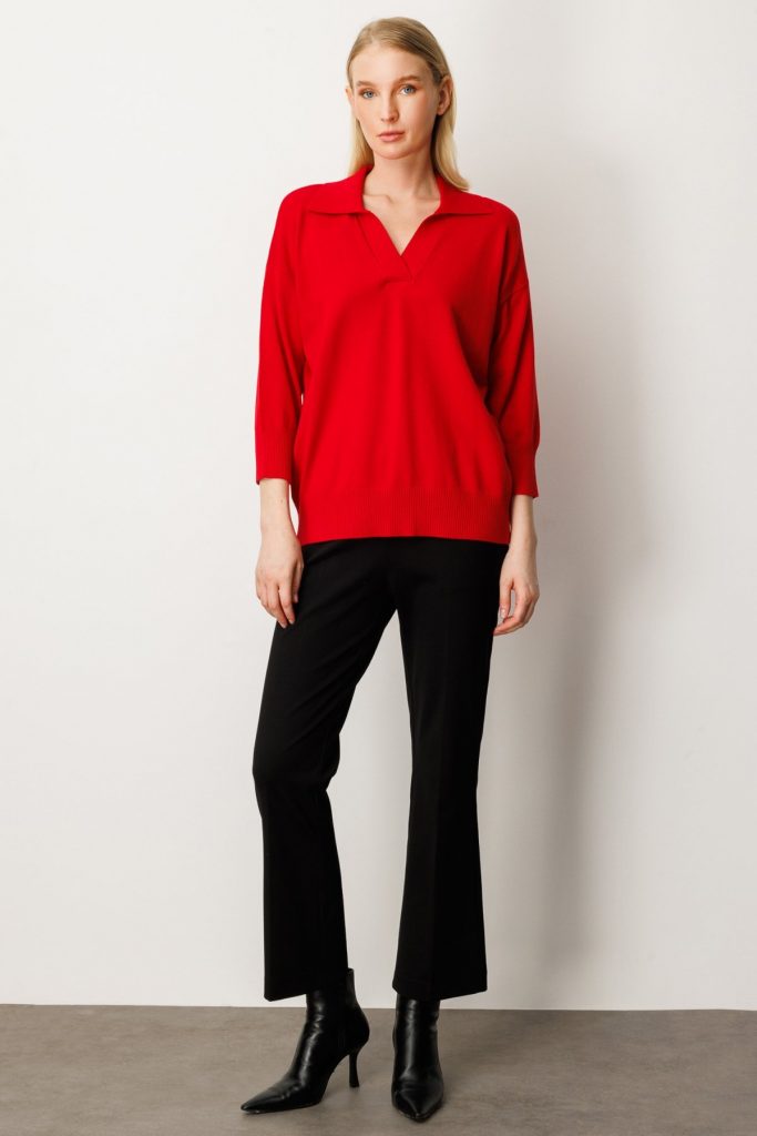 ON TRİKO Truvakar Kol Triko Kazak 65301-26k - KIRMIZI