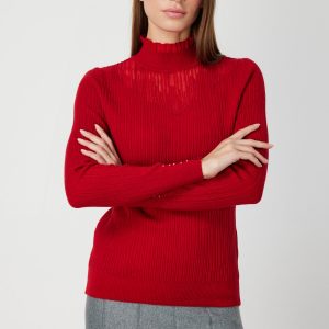 ON TRİKO Tül Detaylı Fitilli Triko Kazak 60341-26k - Siyah