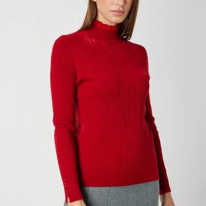 ON TRİKO Tül Detaylı Fitilli Triko Kazak 60341-26k - KIRMIZI