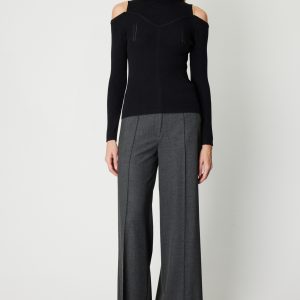 ON TRİKO Omuzları Açık Triko Kazak 60398-26k - Siyah