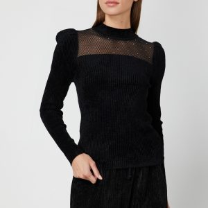 ON TRİKO Transparan Detaylı Kadife Bluz 60415-26K - Siyah