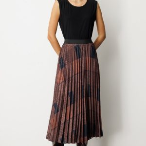 Ekol Desenli Piliseli Etek 2045-26K - kahve