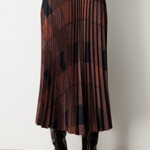 Ekol Desenli Piliseli Etek 2045-26K - kahve