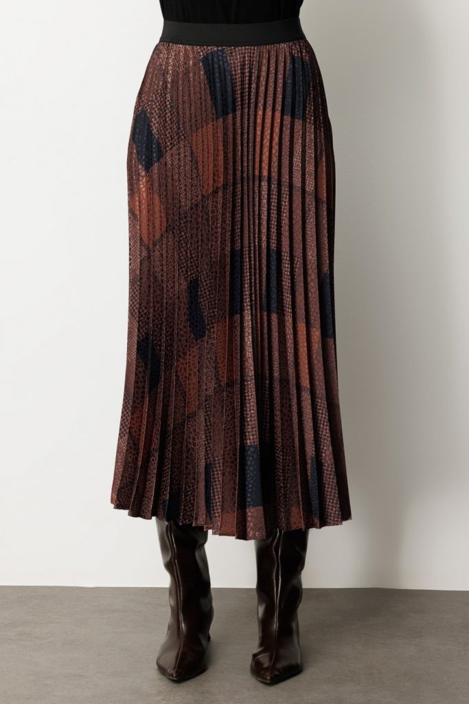 Ekol Desenli Piliseli Etek 2045-26K - kahve