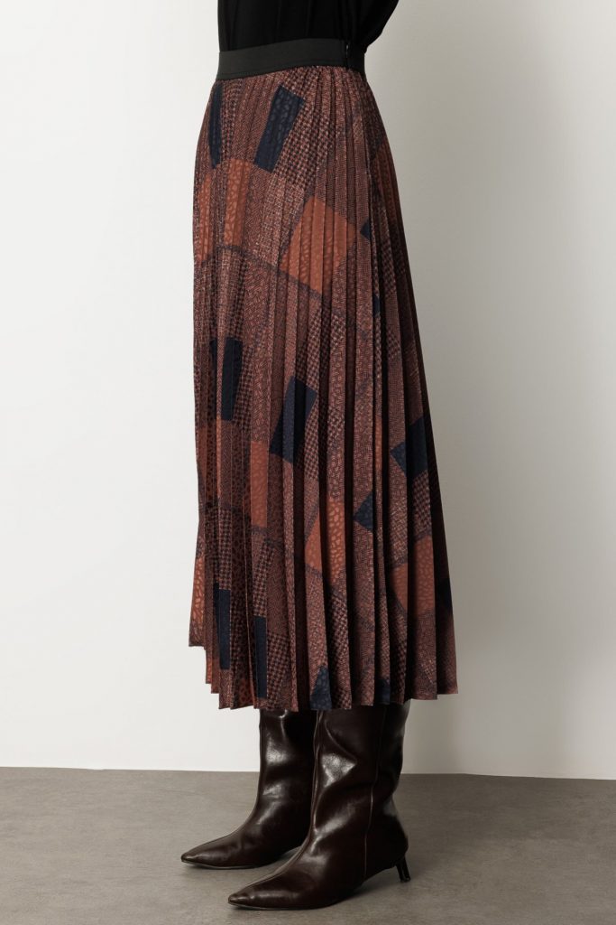 Ekol Desenli Piliseli Etek 2045-26K - kahve