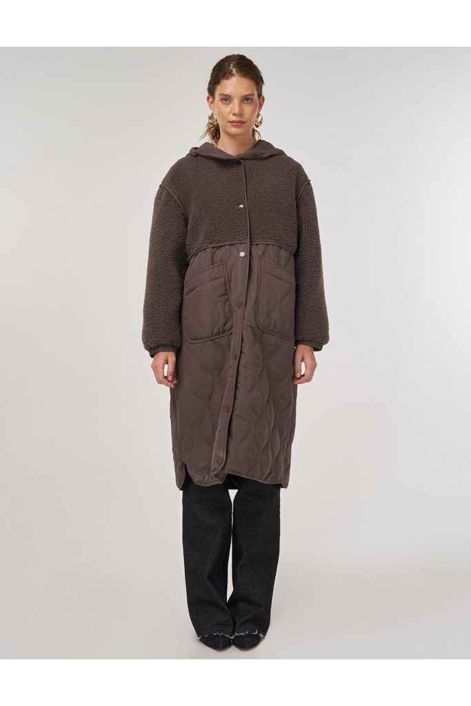 Kayra Peluş Detaylı Anorak Mont 27352-26k - kahve