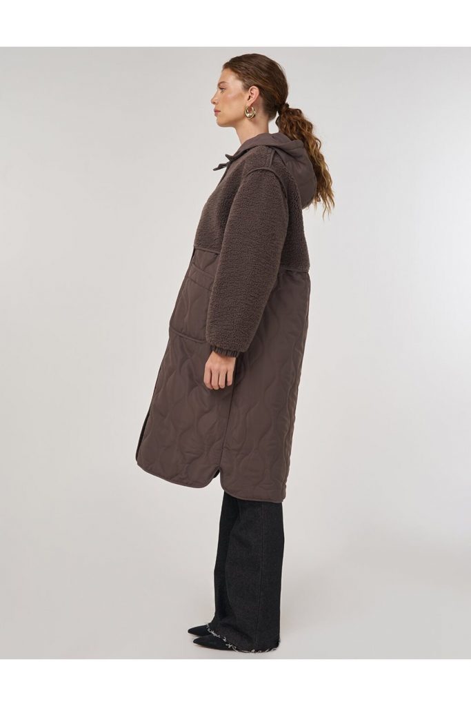 Kayra Peluş Detaylı Anorak Mont 27352-26k - kahve