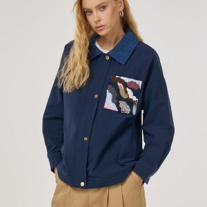 Kayra İşleme Detaylı Kısa Ceket 73010-26k - Lacivert