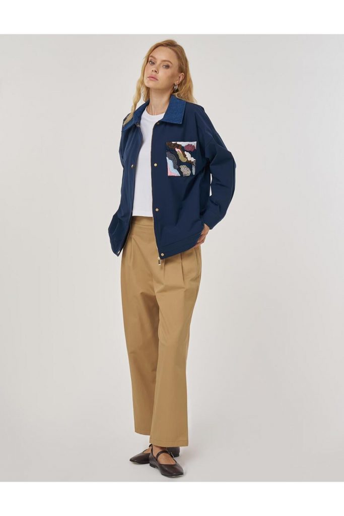 Kayra İşleme Detaylı Kısa Ceket 73010-26k - Lacivert