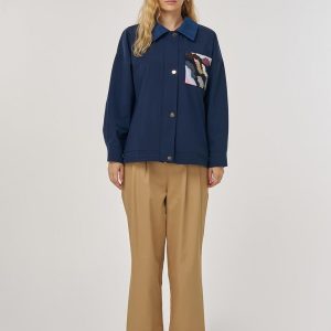 Kayra İşleme Detaylı Kısa Ceket 73010-26k - Lacivert