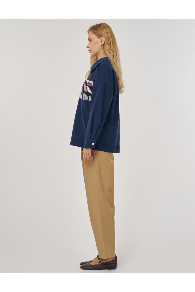 Kayra İşleme Detaylı Kısa Ceket 73010-26k - Lacivert