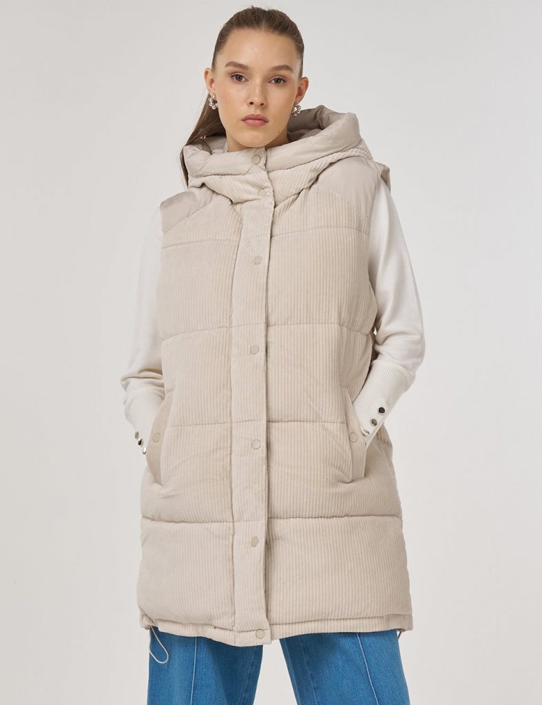 Kayra Kadife Garnili Şişme Yelek Lacivert - TAŞ