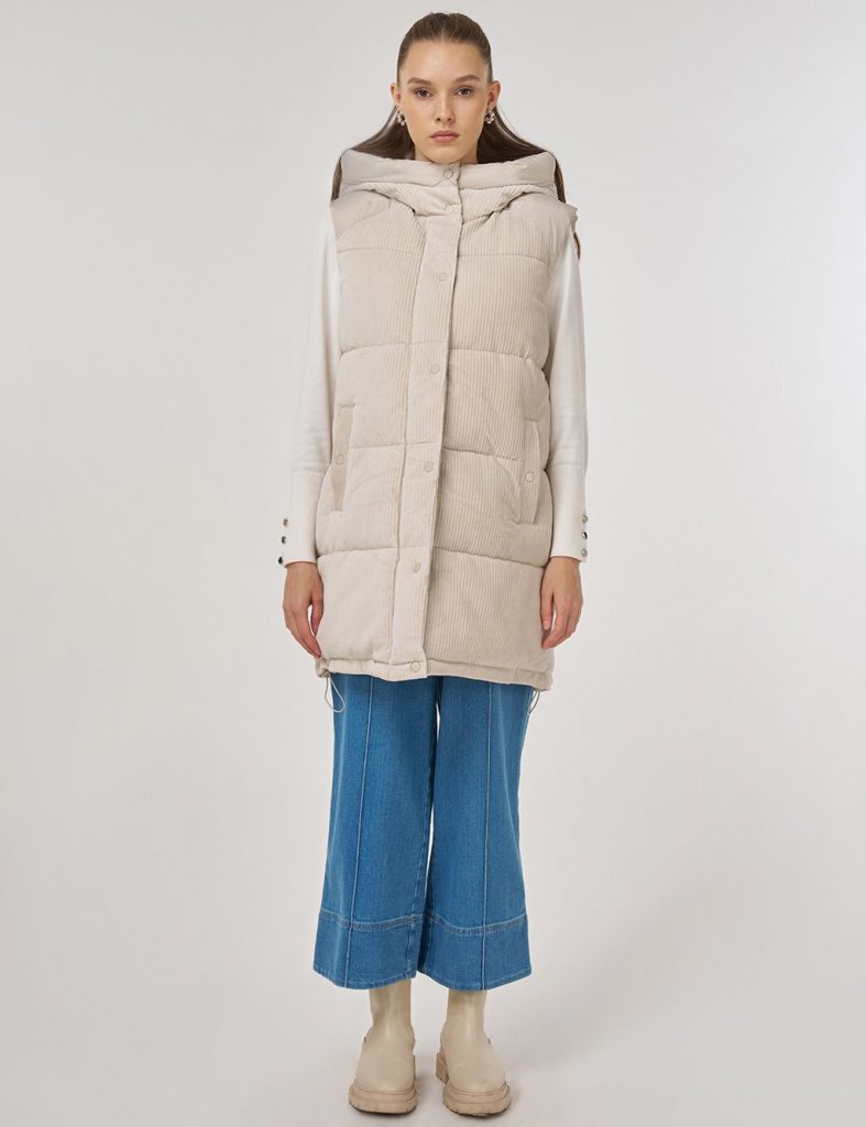 Kayra Kadife Garnili Şişme Yelek Lacivert - TAŞ