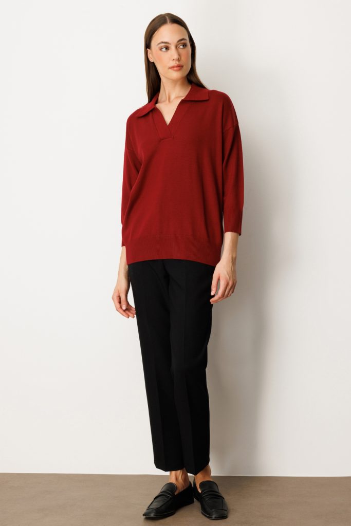 ON TRİKO Truvakar Kol Triko Kazak 65301-26k - bordo