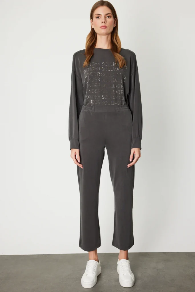 ON TRİKO Beli Lastikli Bol Paça Eşofman Altı 66349 - ANTRASİT