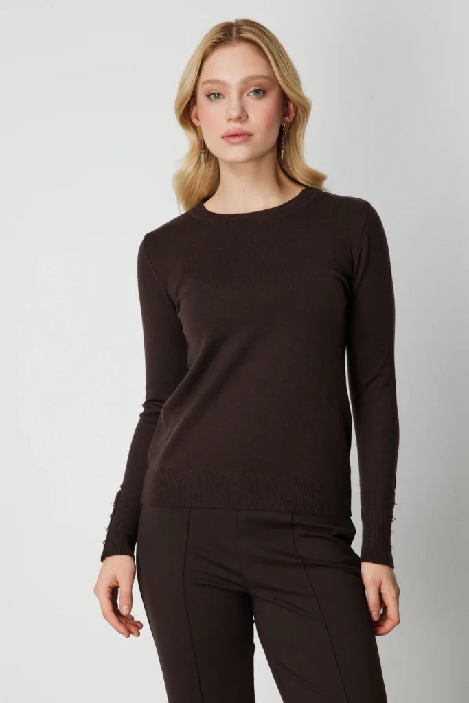 ON TRİKO Sıfır Yaka Basic Triko Kazak  63500 - kahve