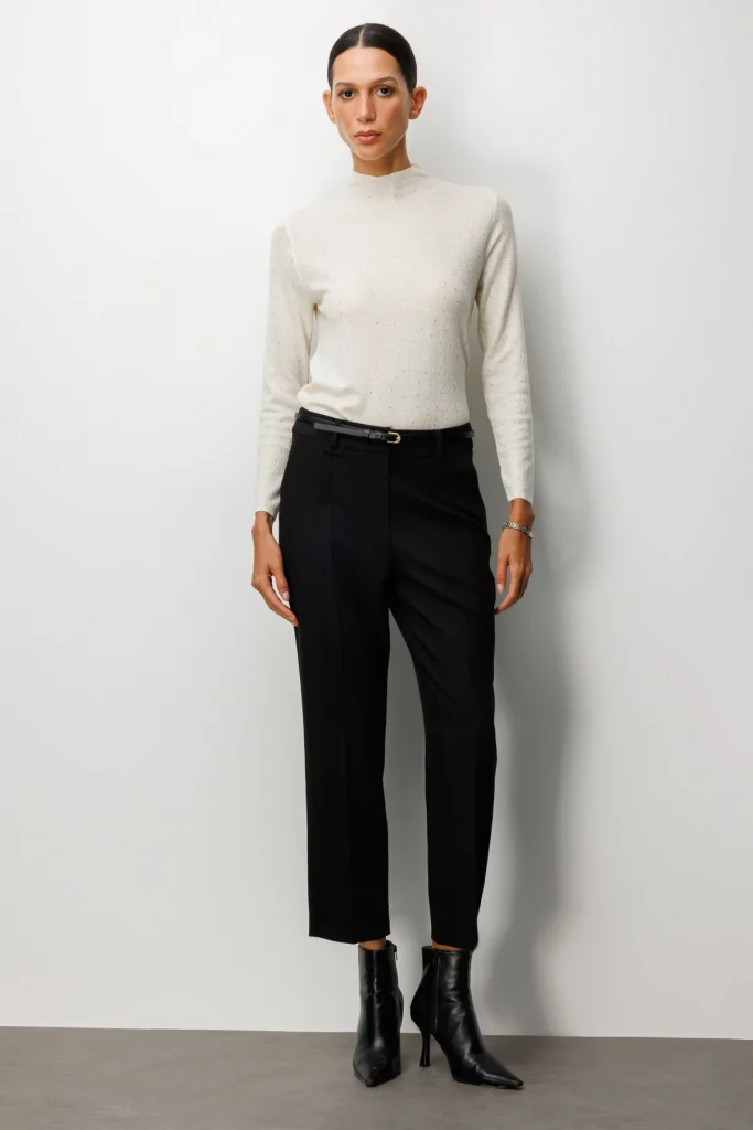 EKOL Duble Paça Kemerli Pantolon 1003 - Siyah